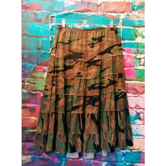 Lipsy Dresses & Skirts - Camo Skirt Tiered Distressed Military Graphic